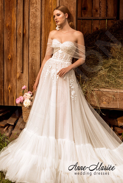 Florian Open back A-line Strapless Wedding Dress Front