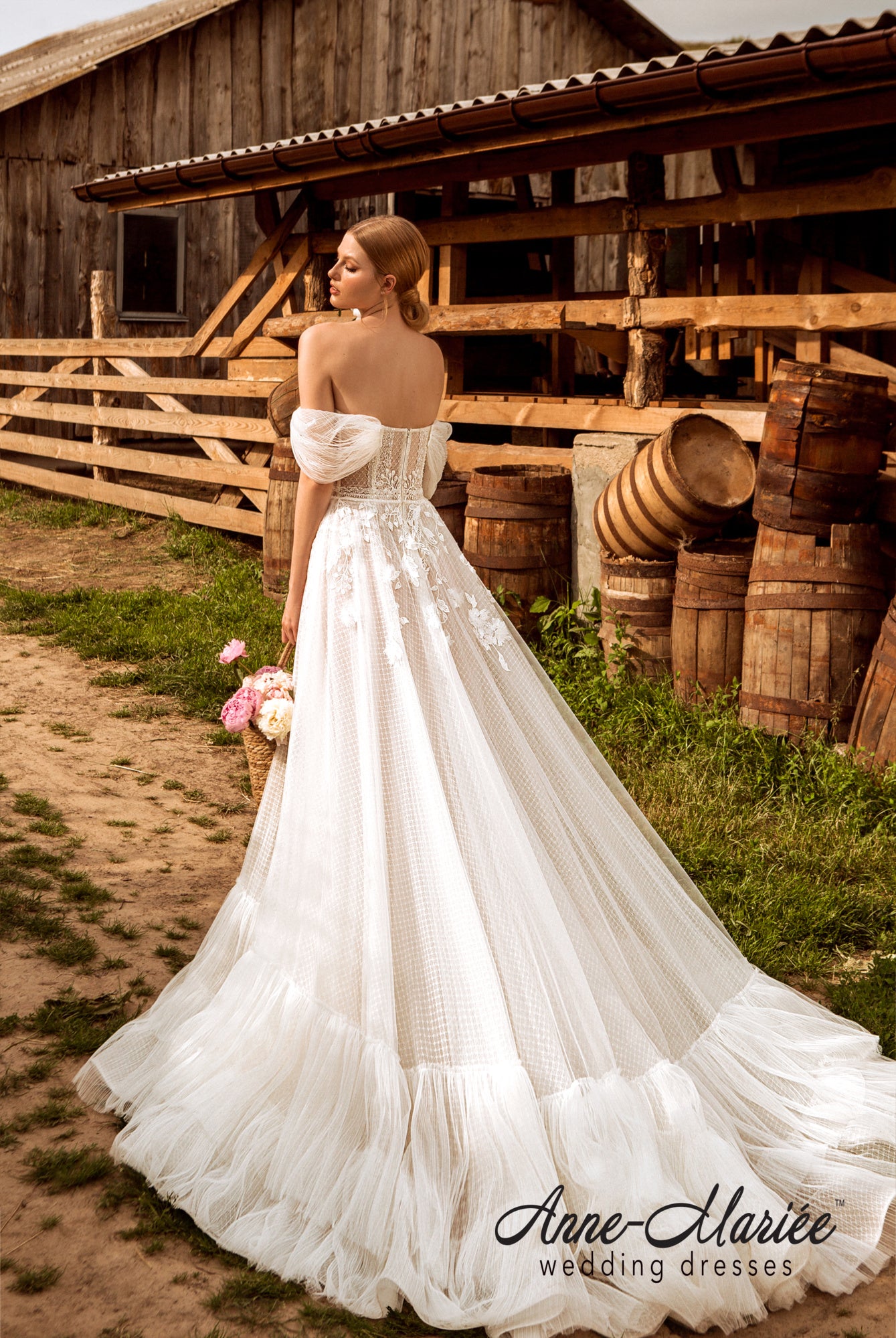 Florian A-line Off-shoulder/Drop shoulders Ivory Wedding dress