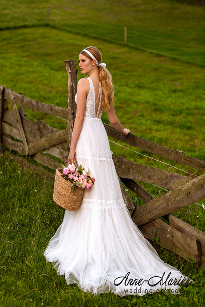 Mary Illusion back A-line Sleeveless Wedding Dress Back