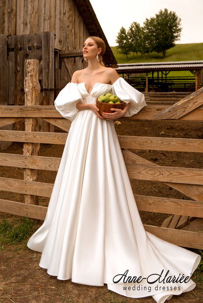 Rita Open back A-line 3/4 sleeve Wedding Dress 5