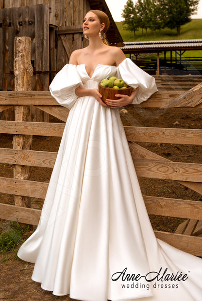 Rita Open back A-line 3/4 sleeve Wedding Dress Front
