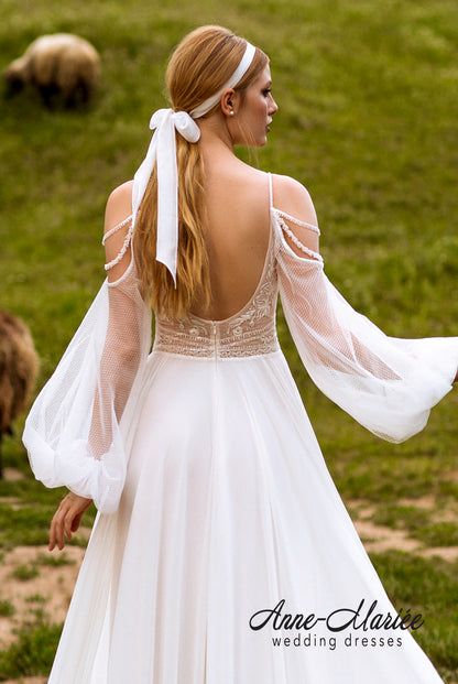Yella Open back A-line Straps Wedding Dress 3