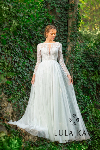 Kamaria Full back A-line Long sleeve Wedding Dress 7