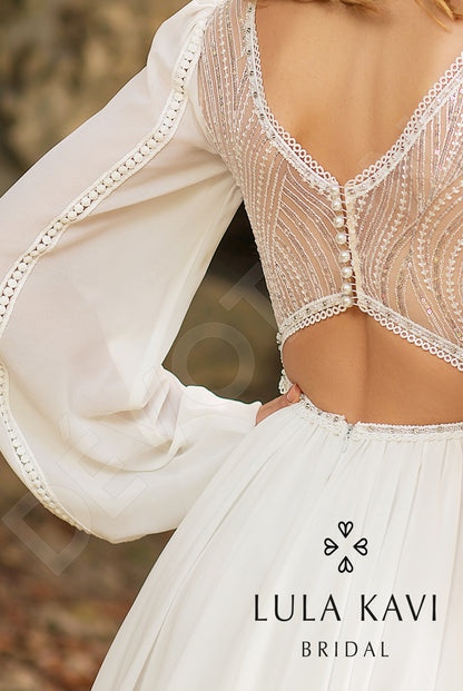 Lunalika Open back A-line Long sleeve Wedding Dress 6