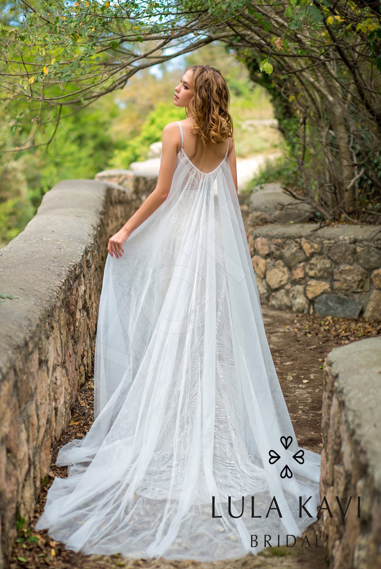 Lunetta Open back A-line Straps Wedding Dress Back