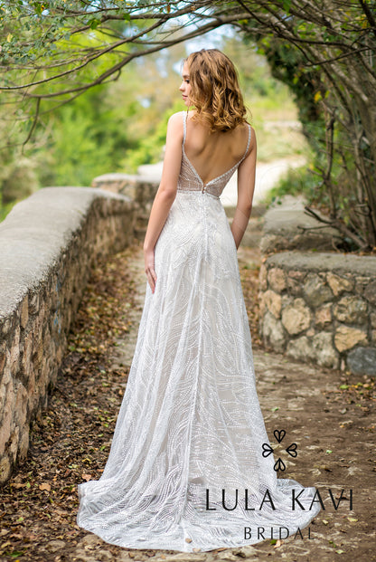 Lunetta Open back A-line Straps Wedding Dress 5