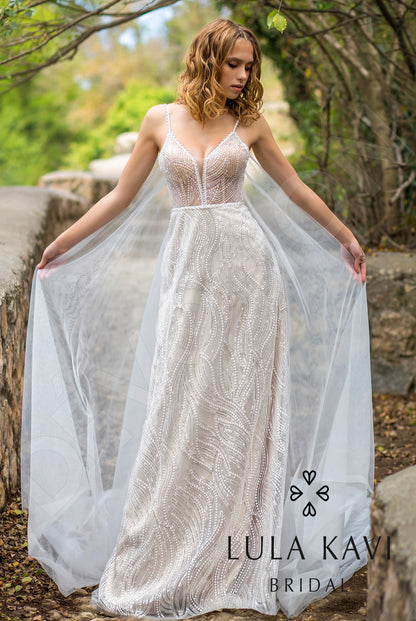 Lunetta Open back A-line Straps Wedding Dress Front