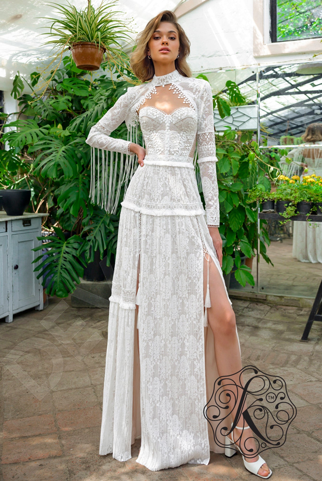 Glora Open back A-line Strapless Wedding Dress Front