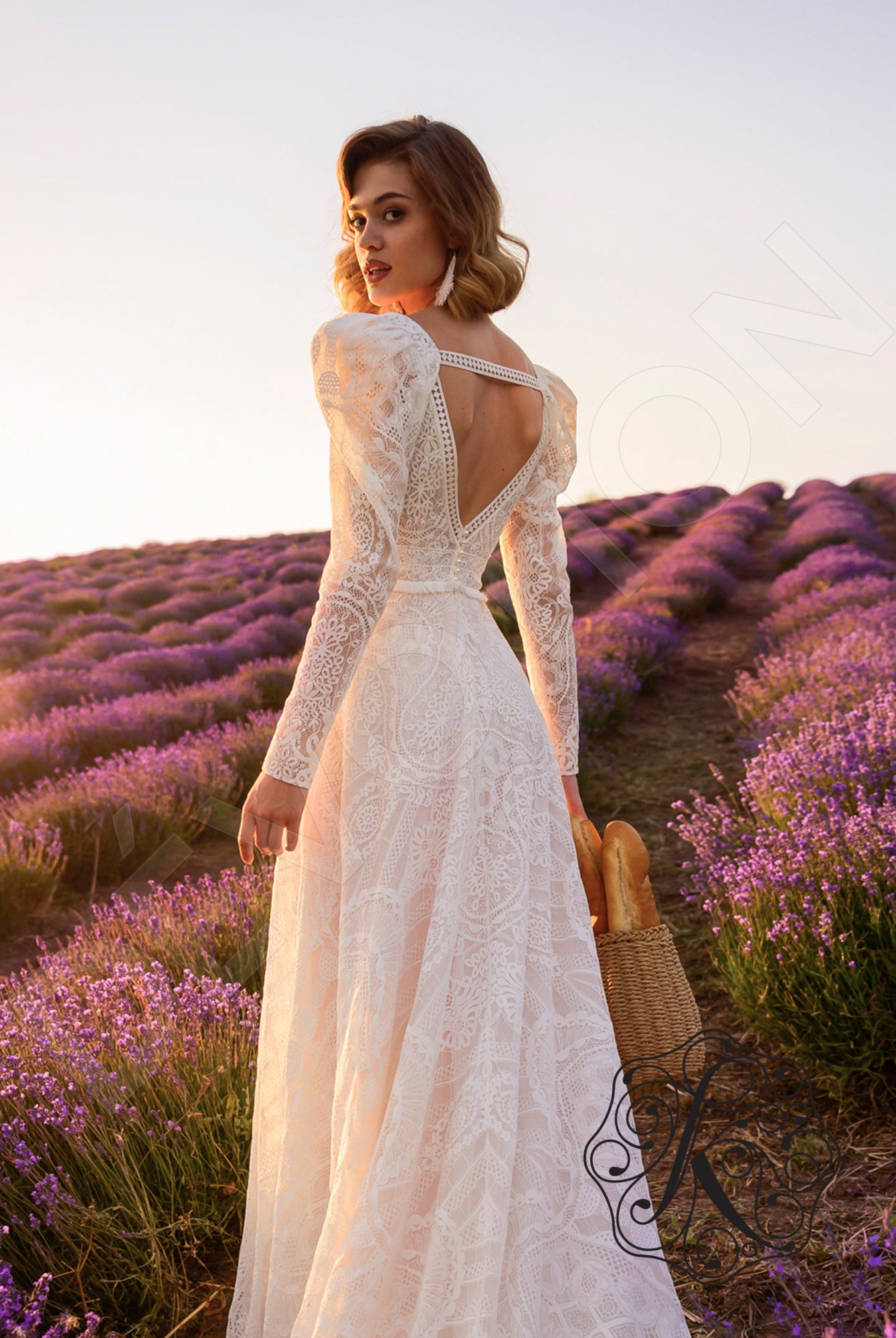 Lita A-line Deep V-neck Vanilla Wedding dress