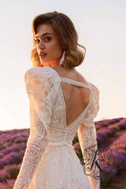 Lita Open back A-line Long sleeve Wedding Dress 3