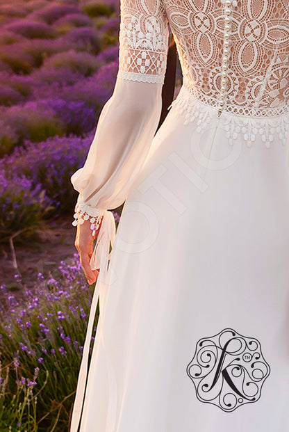 Aksia Full back A-line Long sleeve Wedding Dress 4