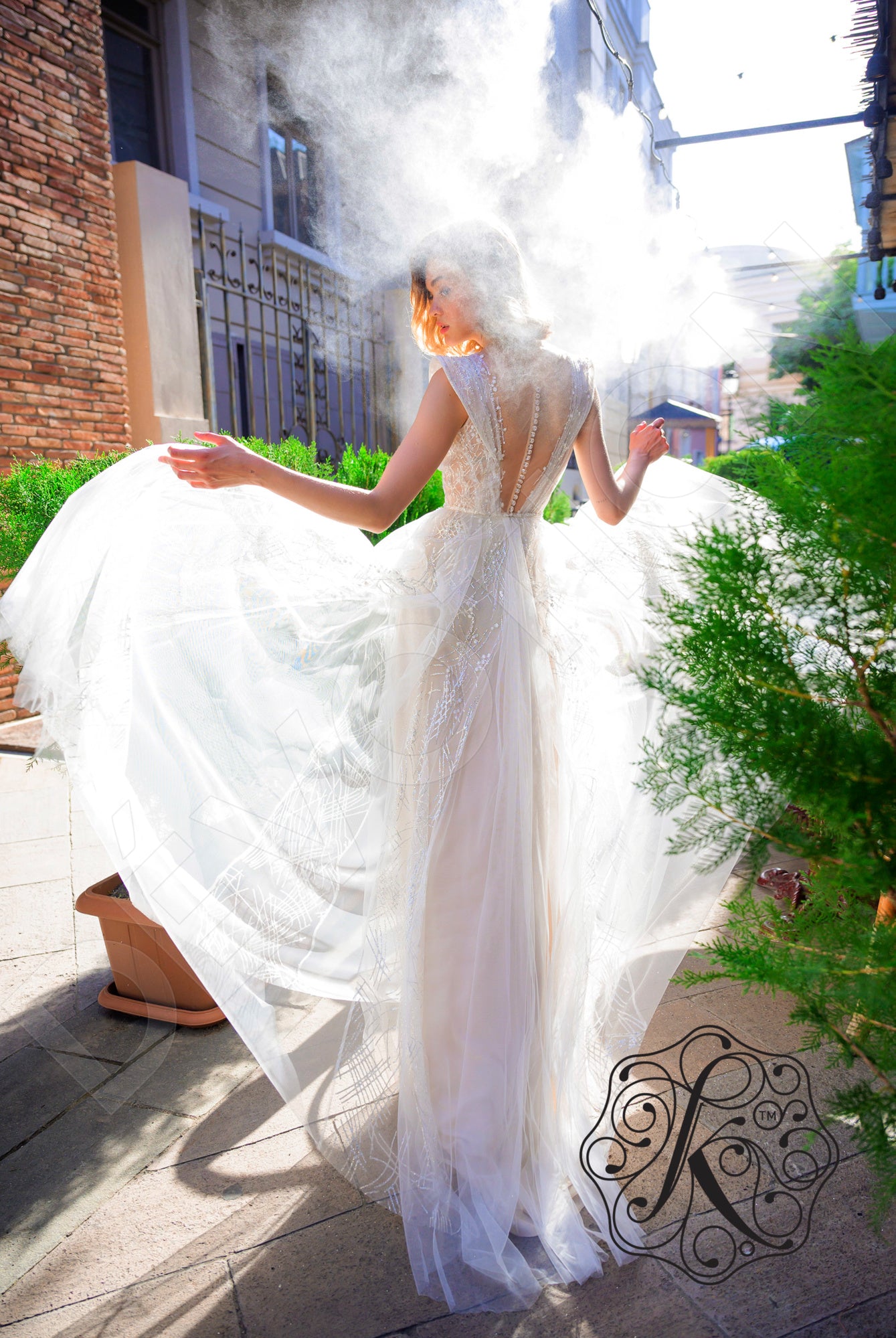 Aridel A-line Illusion Latte Wedding dress