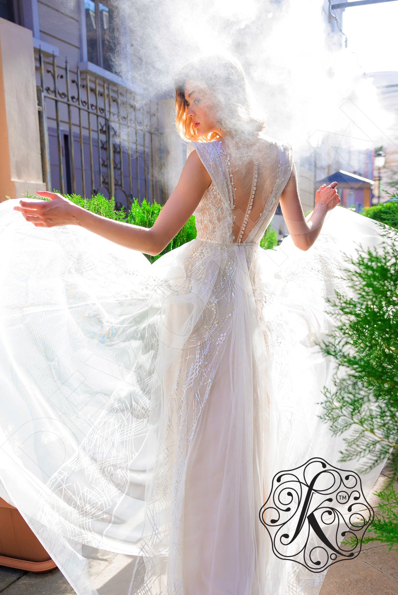 Aridel A-line Illusion Latte Wedding dress