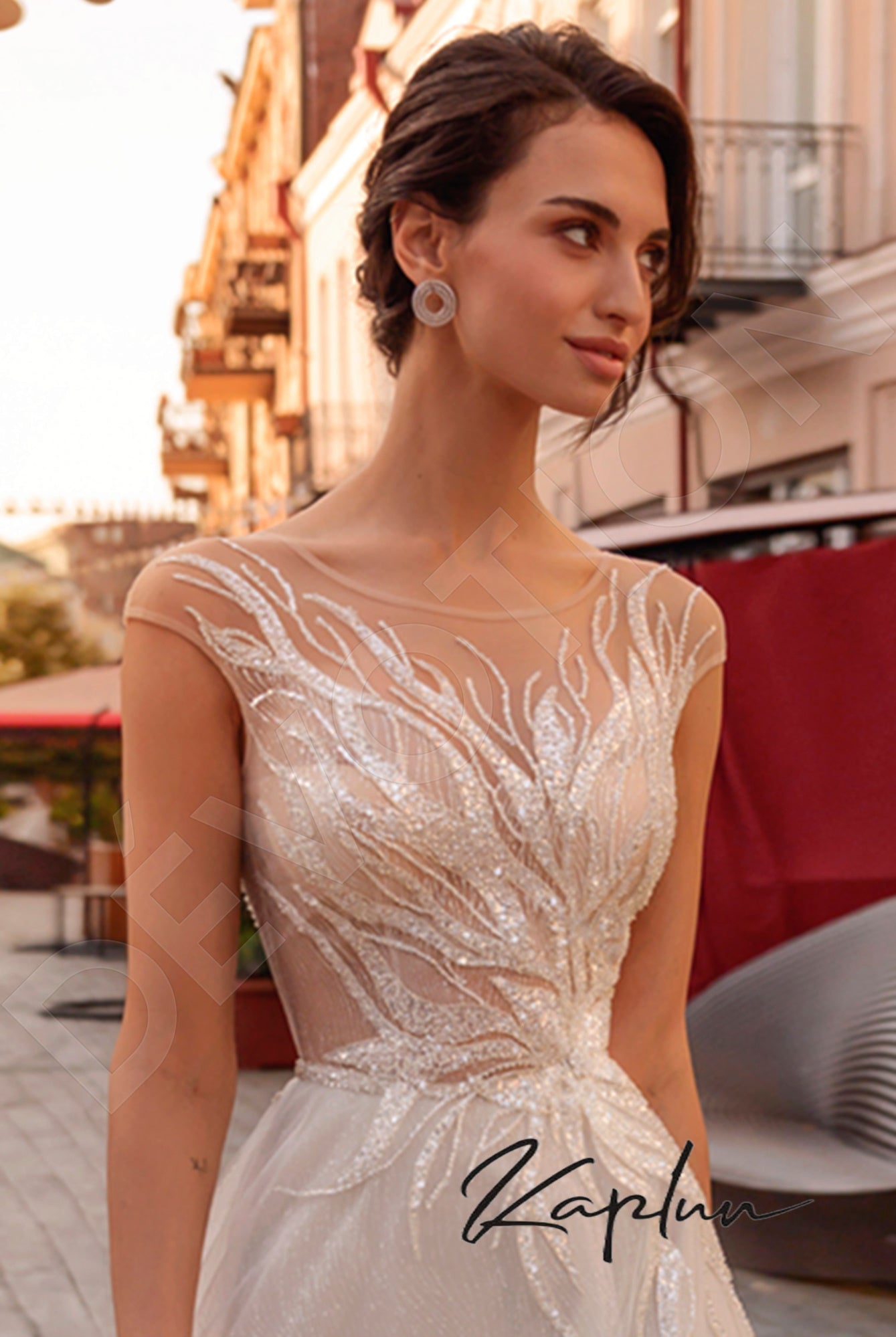 Artemida A-line Illusion Latte Wedding dress