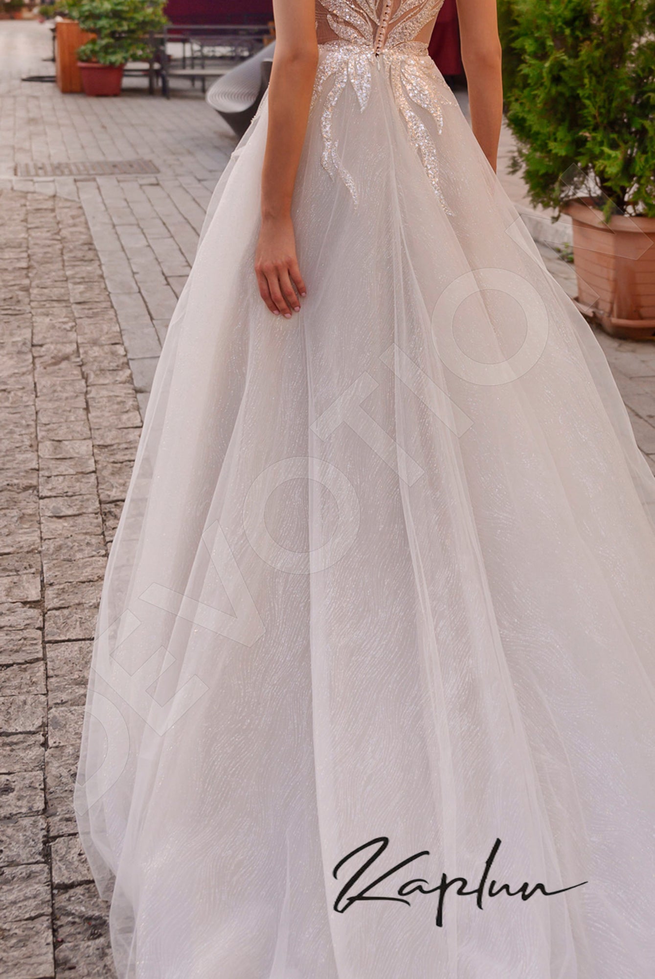 Artemida A-line Illusion Latte Wedding dress