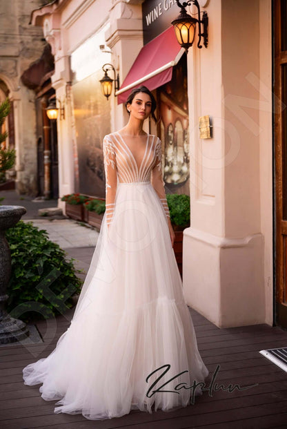 Ismana Full back A-line Long sleeve Wedding Dress 5