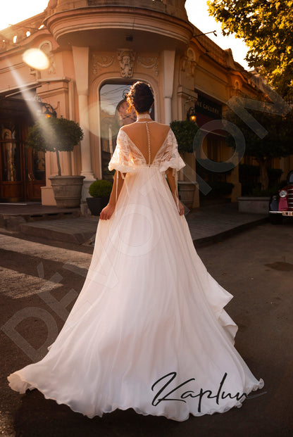 Kvida Illusion back A-line Half sleeve Wedding Dress Back