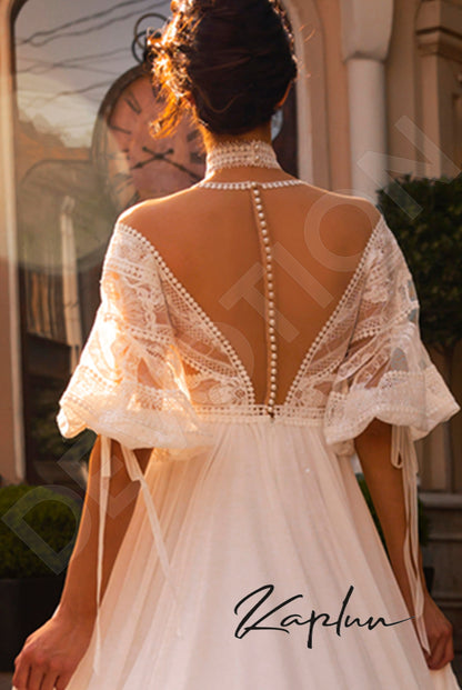Kvida Illusion back A-line Half sleeve Wedding Dress 3