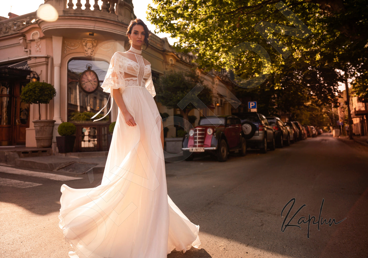 Kvida Illusion back A-line Half sleeve Wedding Dress 6