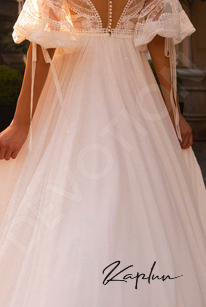 Kvida Illusion back A-line Half sleeve Wedding Dress 7