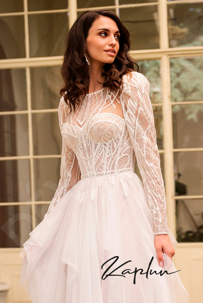 Marioni Open back A-line Long sleeve Wedding Dress 2