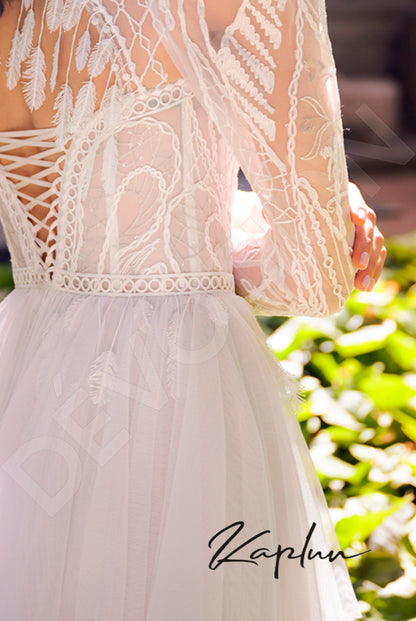 Marioni Open back A-line Long sleeve Wedding Dress 3