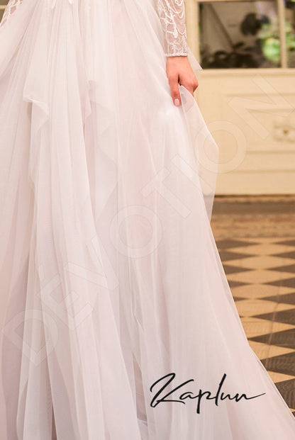 Marioni Open back A-line Long sleeve Wedding Dress 4