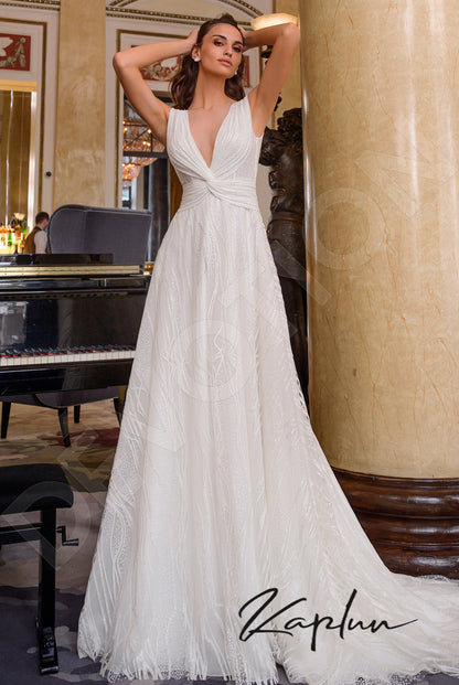 Shakira Open back A-line Sleeveless Wedding Dress Front