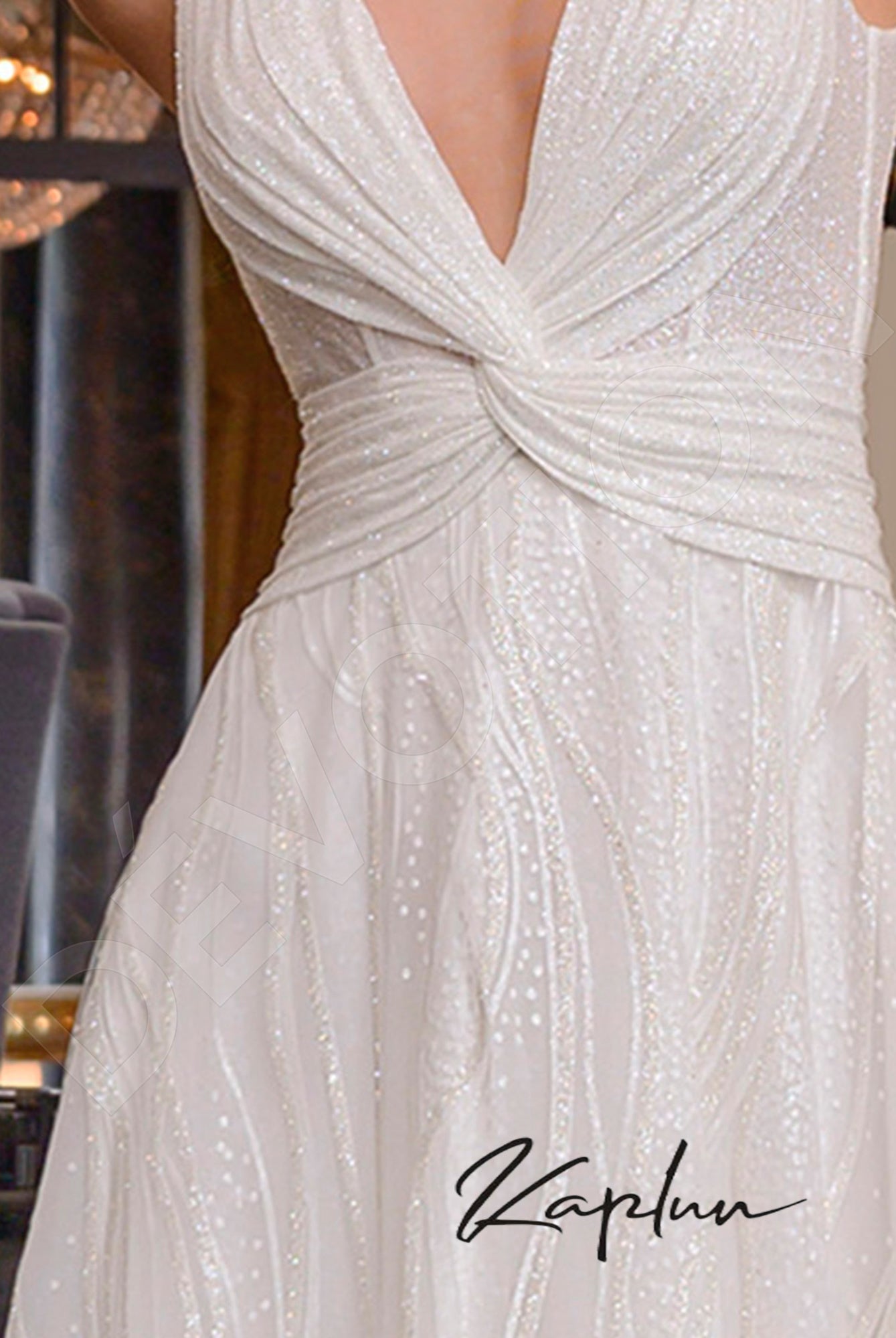 Shakira A-line Deep V-neck OffWhite Wedding dress