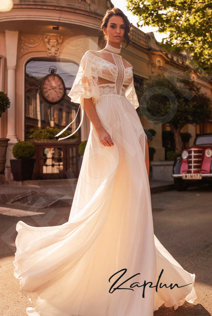 Kvida Illusion back A-line Half sleeve Wedding Dress Front