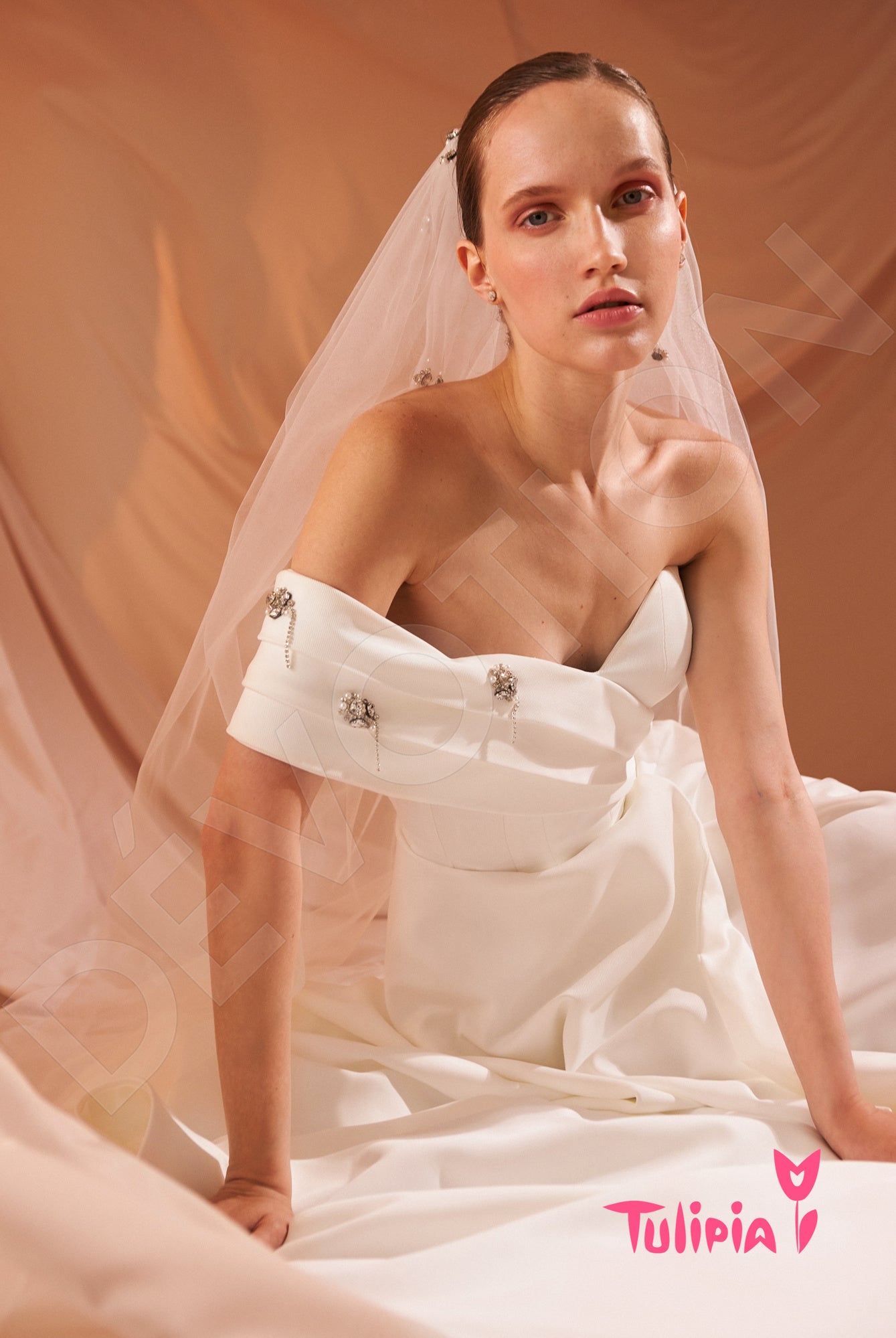 Domenika Open back A-line Strapless Wedding Dress 2