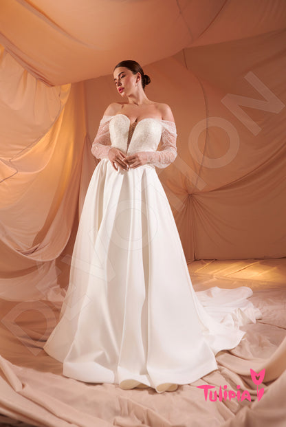 Jolanda Open back A-line Long sleeve Wedding Dress 5