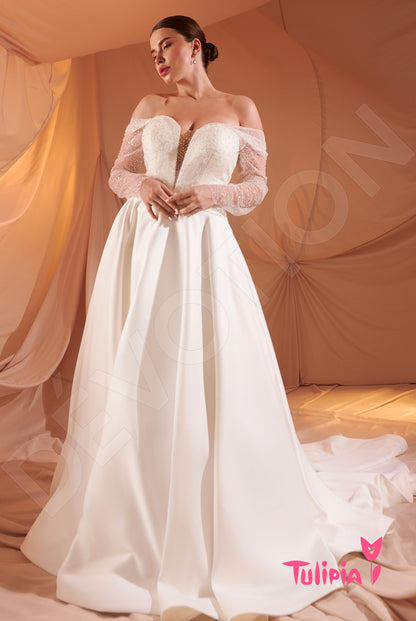 Jolanda Open back A-line Long sleeve Wedding Dress Front