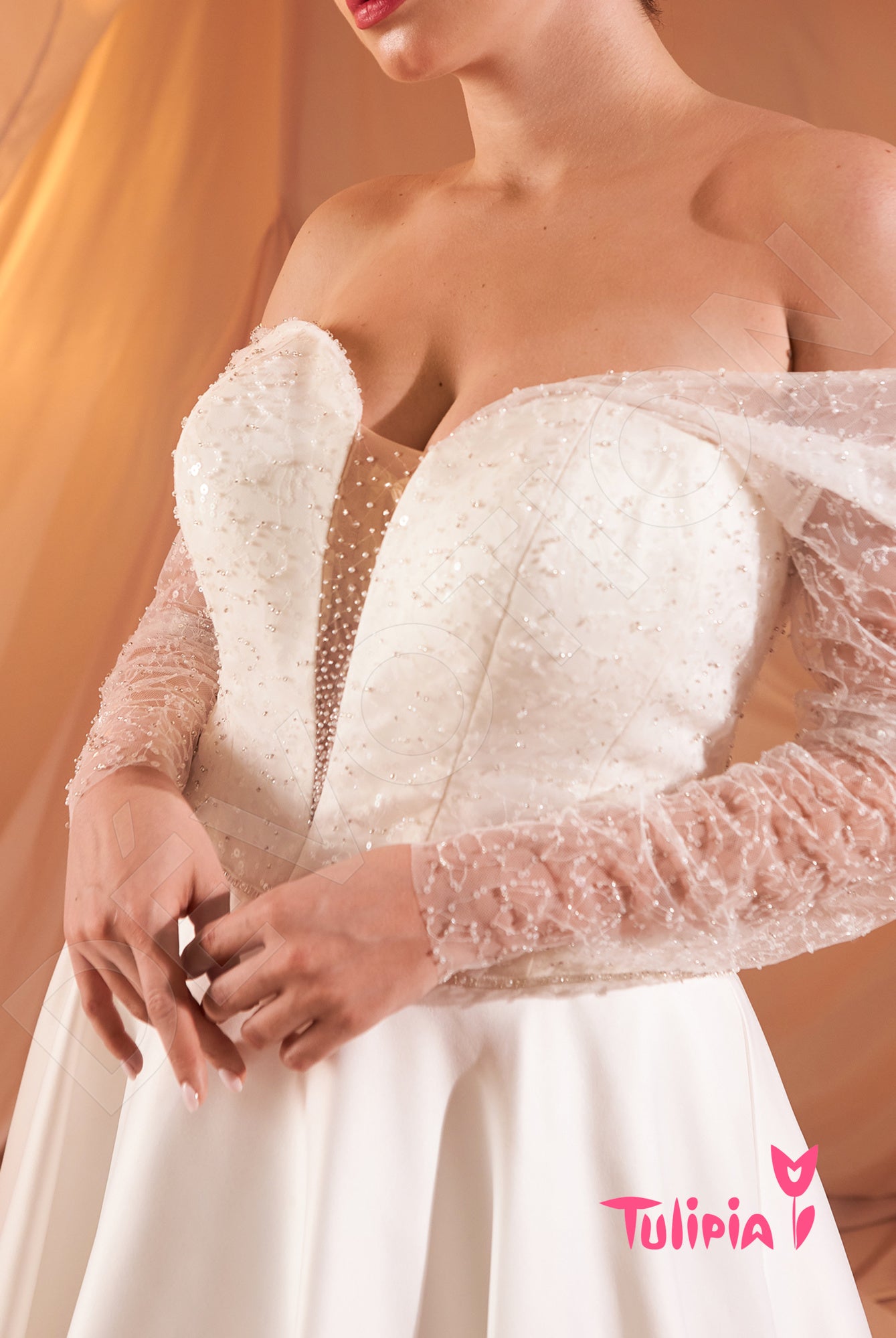Jolanda Open back A-line Long sleeve Wedding Dress 7