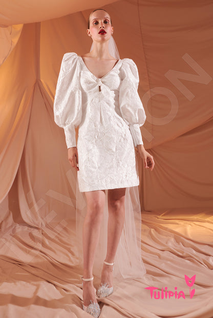 Dzholenda Full back Sheath/Column Long sleeve Wedding Dress Front