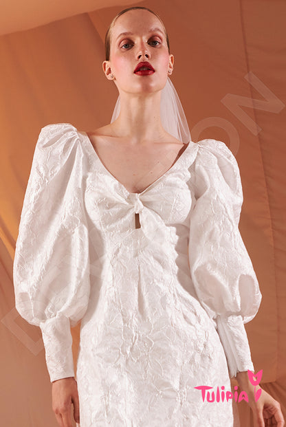Dzholenda Full back Sheath/Column Long sleeve Wedding Dress 2