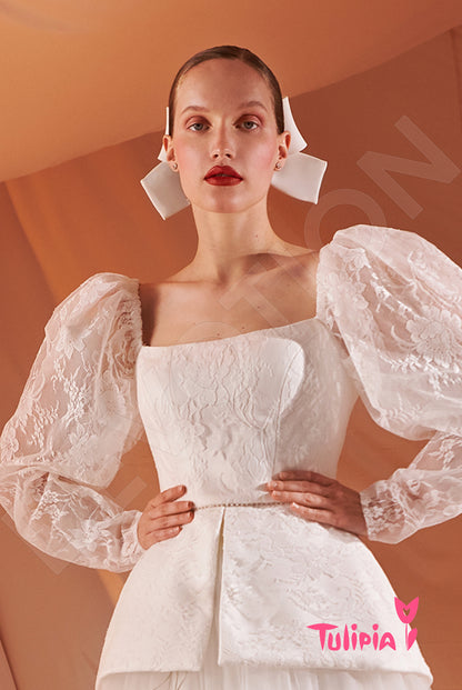 Lorenza Open back A-line Long sleeve Wedding Dress 4
