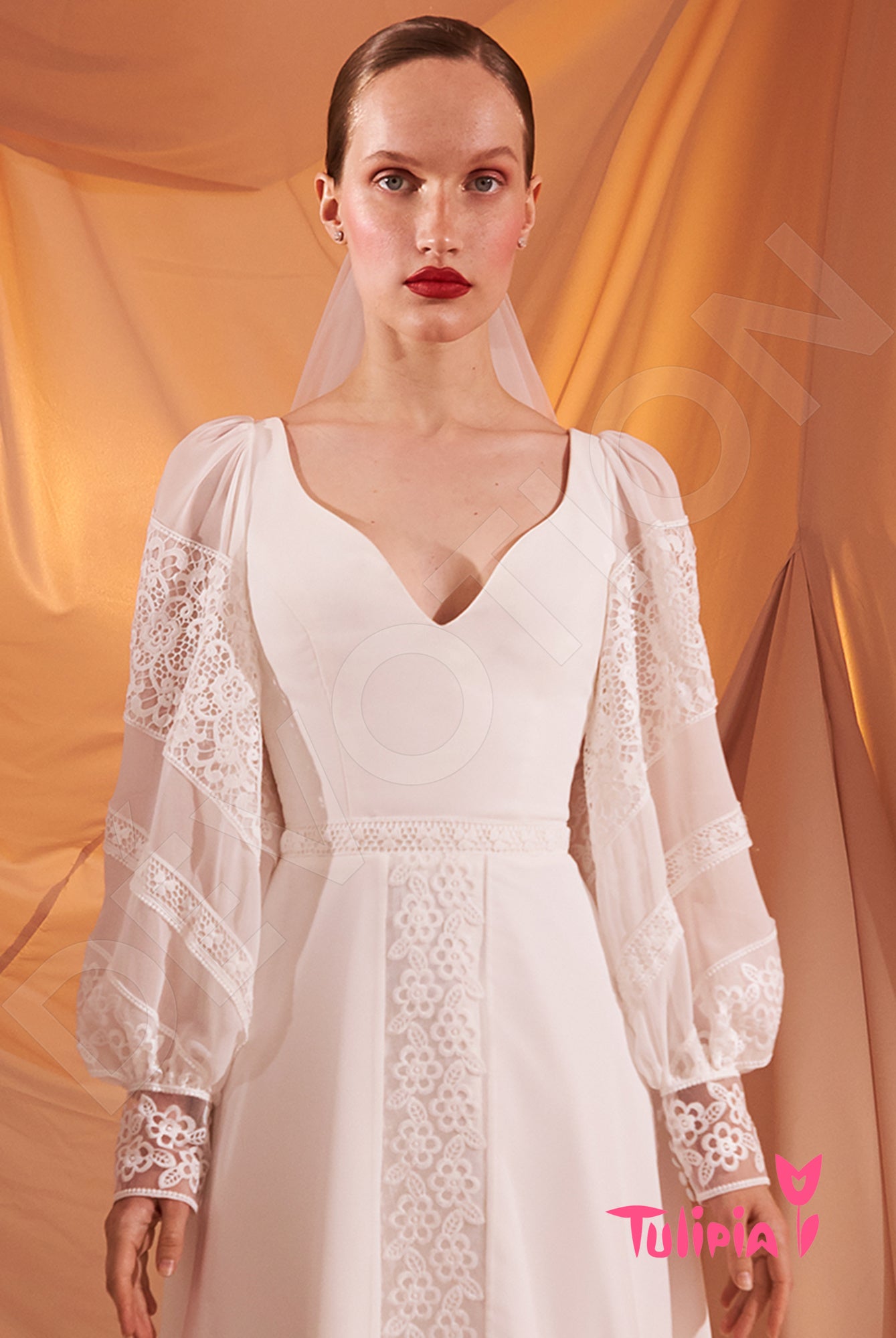Romola A-line V-neck Milk Wedding dress