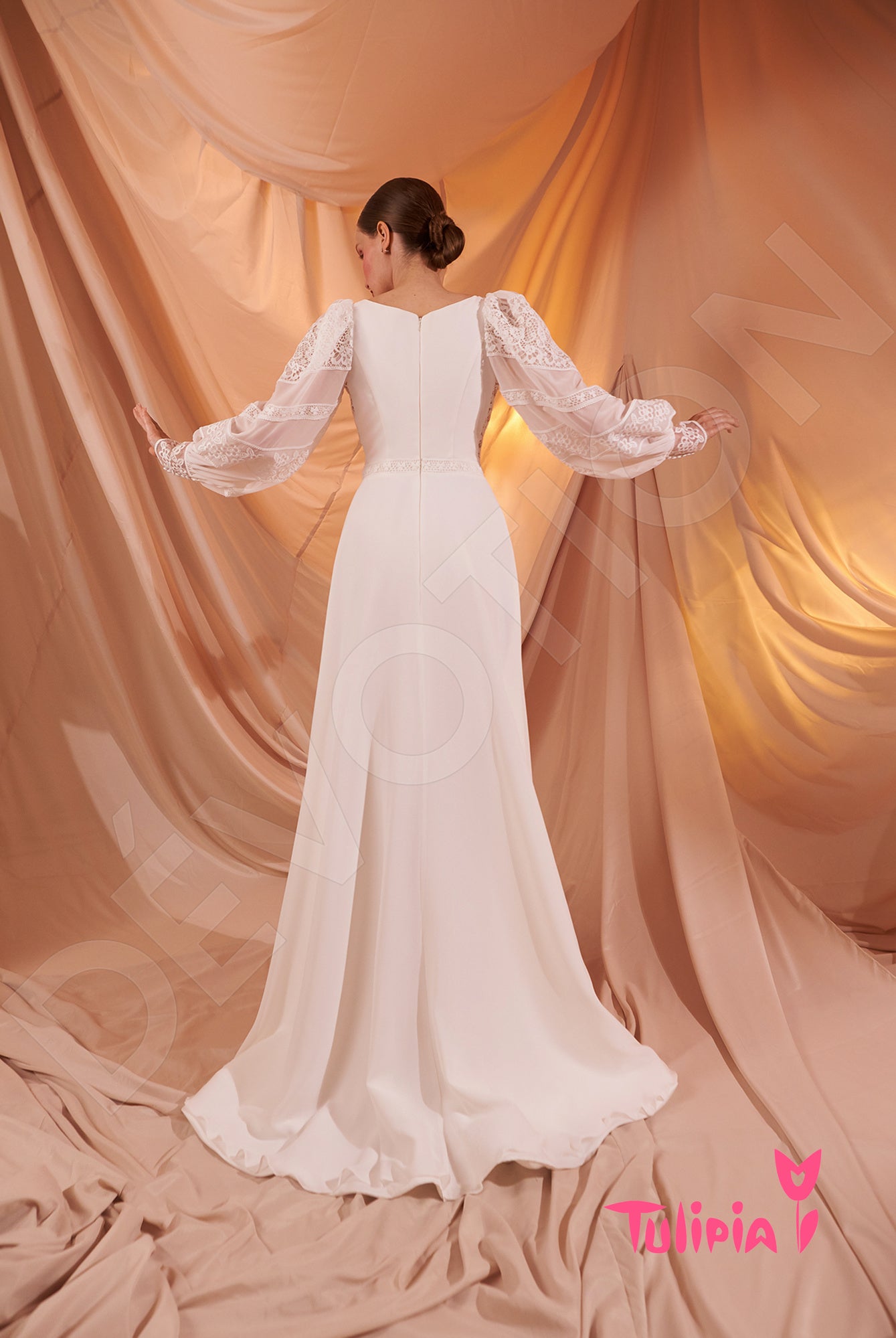 Romola Full back A-line Long sleeve Wedding Dress Back