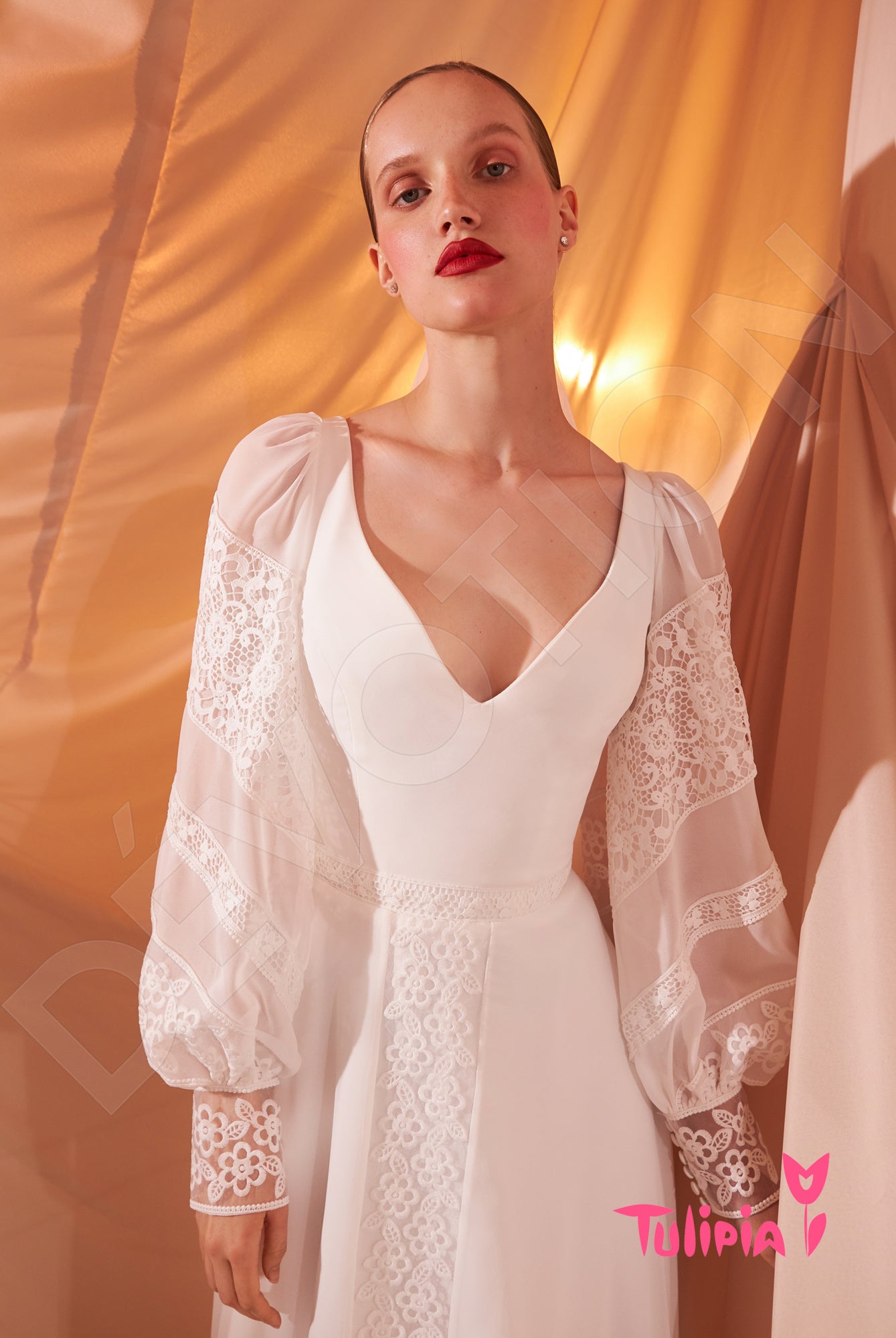 Romola A-line V-neck Milk Wedding dress