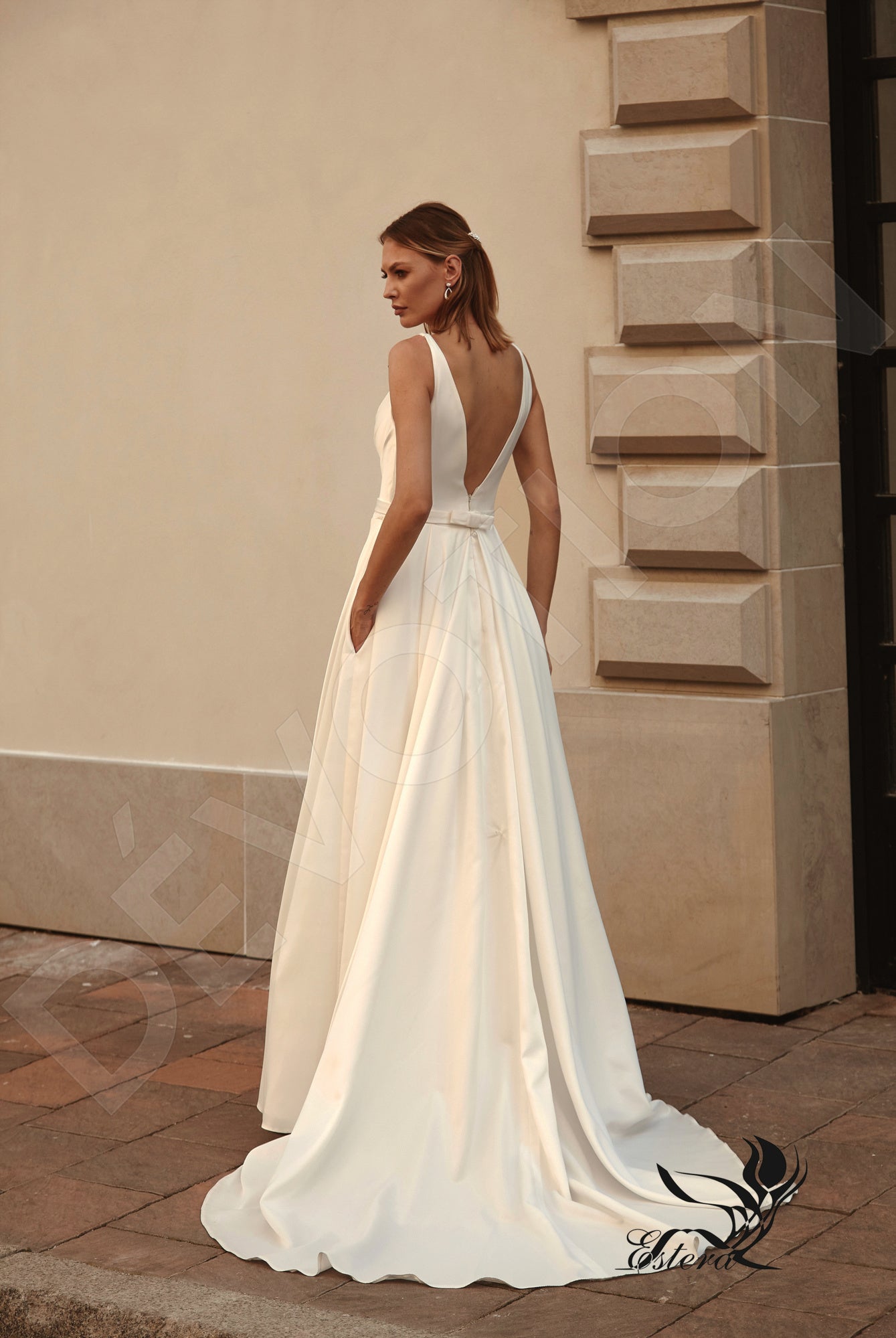 Alida Open back A-line Sleeveless Wedding Dress Back