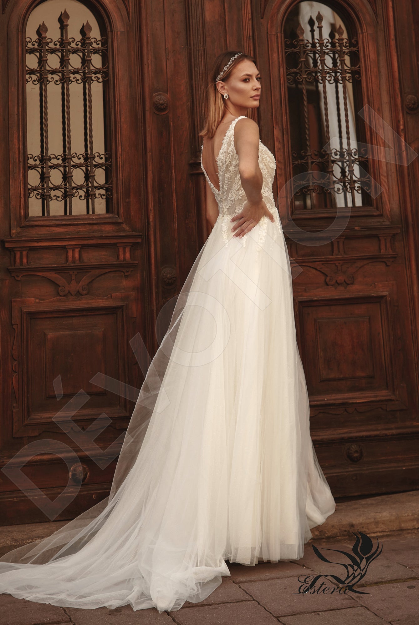 Chiara Open back A-line Sleeveless Wedding Dress Back