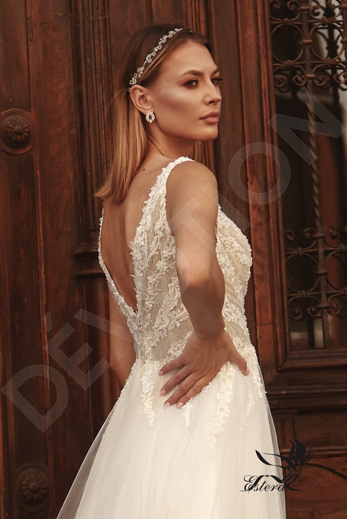 Chiara A-line V-neck Ivory Wedding dress