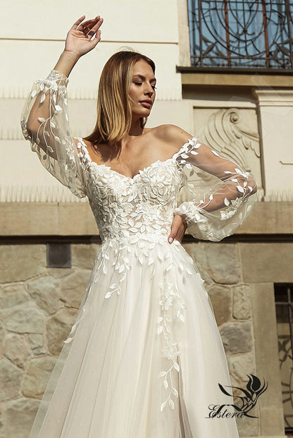 Flavia Open back A-line Long sleeve Wedding Dress Back