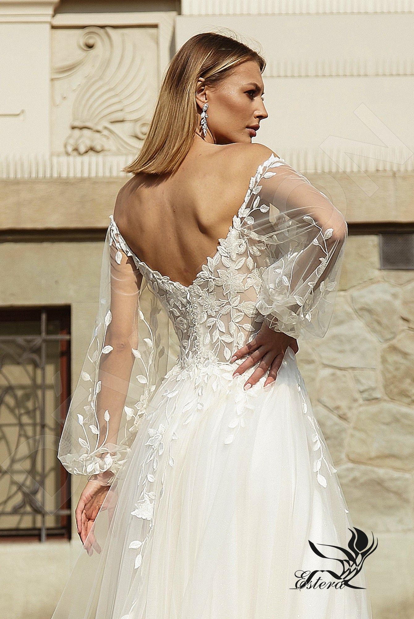 Flavia Open back A-line Long sleeve Wedding Dress 3