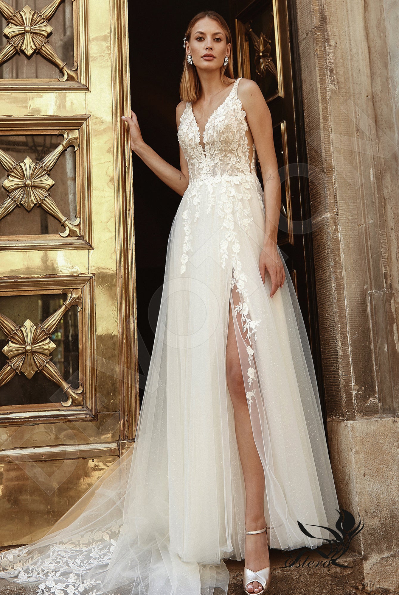 Bimala Open back A-line Sleeveless Wedding Dress Front