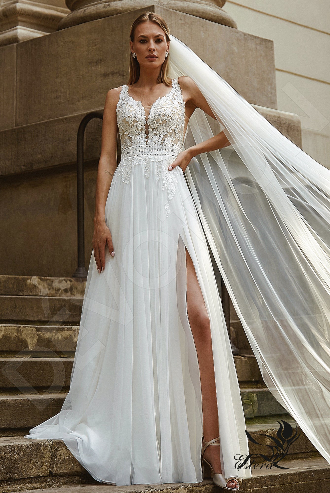 Jovita Open back A-line Sleeveless Wedding Dress Front