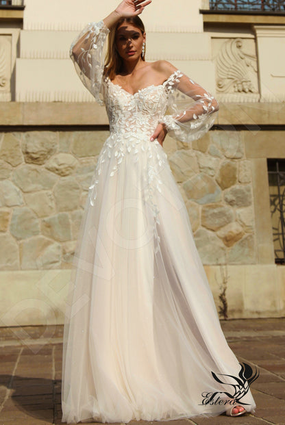 Flavia Open back A-line Long sleeve Wedding Dress Front