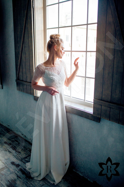 Erelima Open back A-line Short/ Cap sleeve Wedding Dress 8
