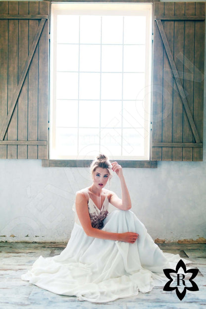 Leyla Illusion back A-line Sleeveless Wedding Dress 3